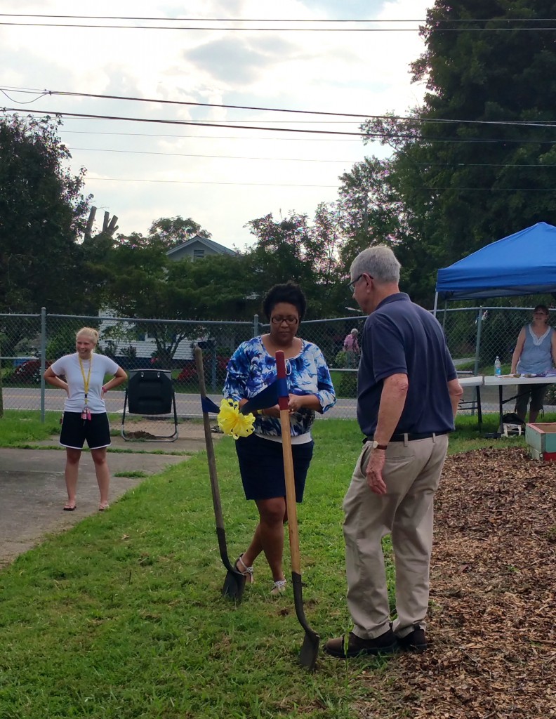 Inskip Community School Garden Ribbon Cutting 2016. Jessica Holman and Dr. Bob Kronick