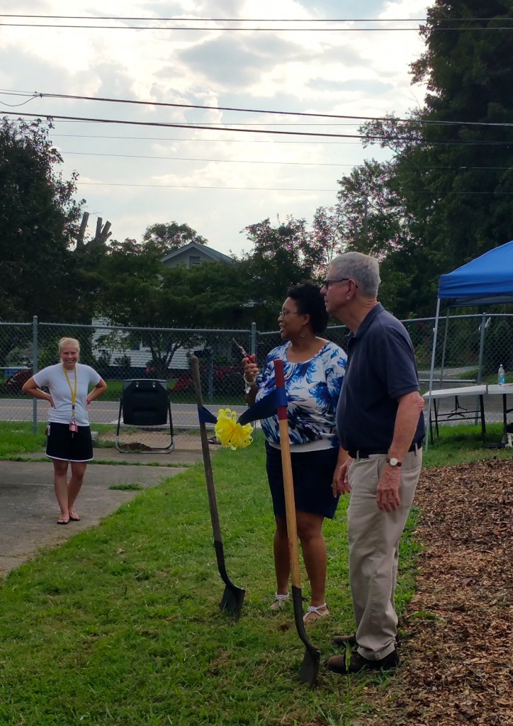 Inskip Community School Garden Ribbon Cutting 2016. Jessica Holman and Dr. Bob Kronick