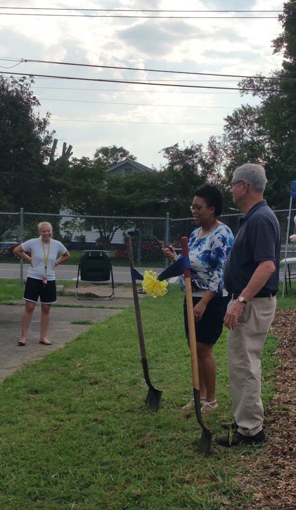 Inskip Community School Garden Ribbon Cutting 2016. Jessica Holman and Dr. Bob Kronick